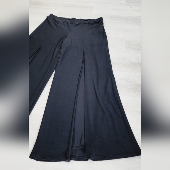 [18] Joseph Ribkoff Black Wide Leg Pant with Sheer Front Panel - Picture 3 of 13